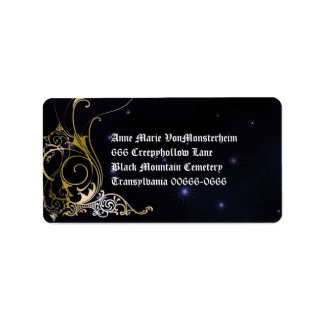 Gold Scroll Formal Goth Wedding Label