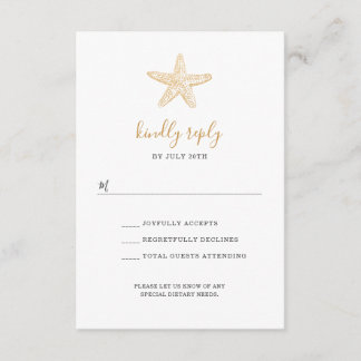 Gold Sea Shell wedding rsvp for buffet Card