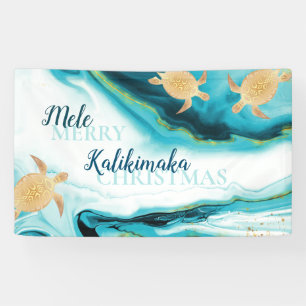Gold Sea Turtles   Mele Kalikimaka   Christmas Banner