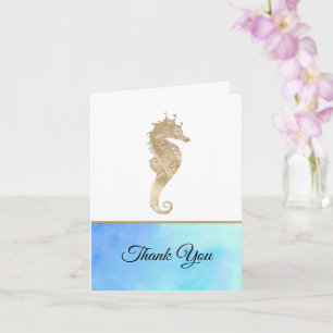 Gold Seahorse Wedding Thank You Card