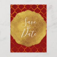 Gold Seal Foil Fiery Red Indian Save the Date