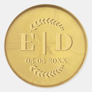 Gold Seal Monogram Date Antique Botanical Leaves 