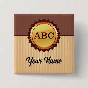 Gold Seal with Initials and Name Customized 15 Cm Square Badge