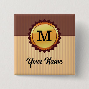 Gold Seal with Monogram and Name Customised 15 Cm Square Badge
