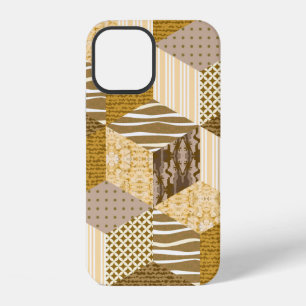 Gold seamless patchwork pattern. vintage illustrat iPhone 12 case