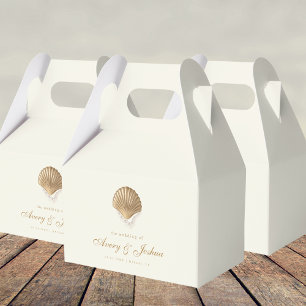 Gold Seashell Custom Destination Coastal Wedding Favour Box