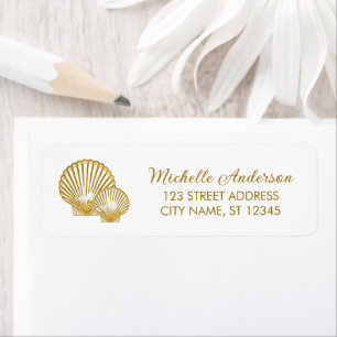 Gold Seashell Scallop Nautical Return Address     