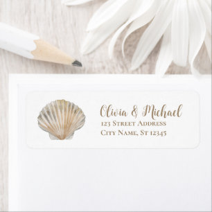 Gold Seashell Scallop Wedding Return Address 