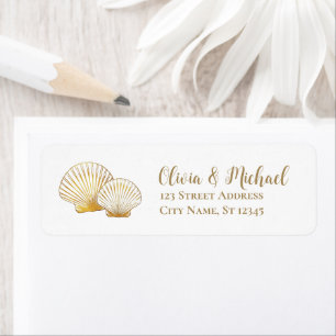 Gold Seashell Scallop Wedding Return Address 