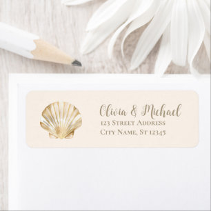 Gold Seashell Scallop Wedding Return Address 