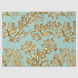 Gold Seaweed on Seafoam Green Tissue Paper