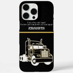 Gold Semi-Truck Design Illustration iPhone 16 Pro Max Case