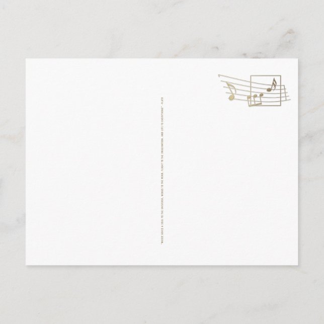 Gold Semiquaver Music Note on White Postcard  (Back)