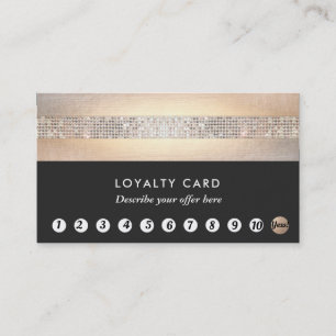 Gold Sequin Black Loyalty 10 Punch Beauty Salon Card