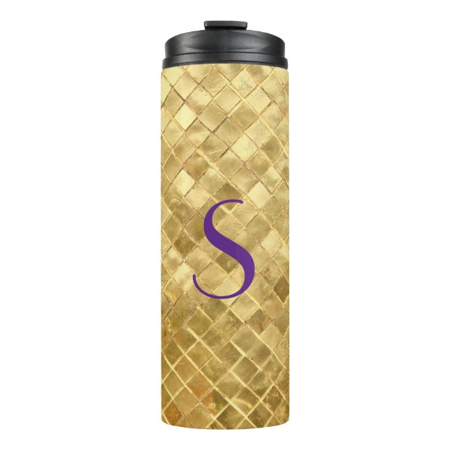 Gold Sequin Monogrammed Thermal Tumbler (Front)