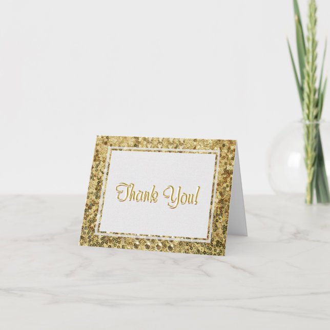 Gold Sequin Thank You Card (Front)