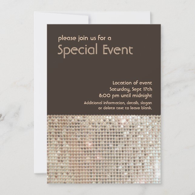 Gold Sequins 70's Retro Party Invitation (Front)