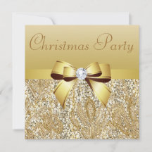 Gold Sequins, Christmas Party Printed Bow Diamond
