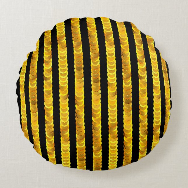 Gold sequins pattern round cushion (Front)