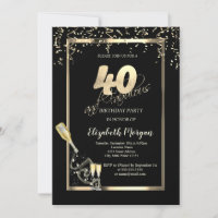 Gold Sequins,Wine Glass Bottle 40th Birthday