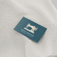 Gold Sewing Machine Seamstress Teal Linen 