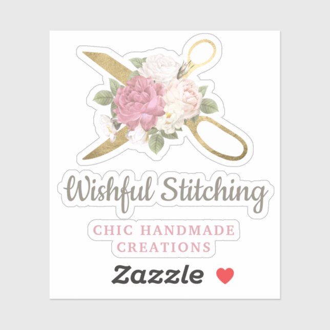 Gold Sewing Scissors & Shabby Chic Floral Logo (Sheet)