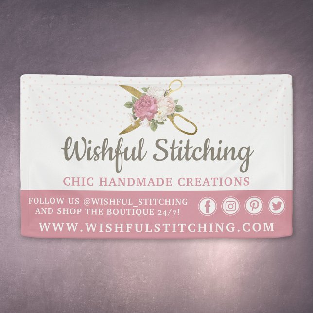 Gold Sewing Scissors & Shabby Chic Floral Roses Banner (Creator Uploaded)