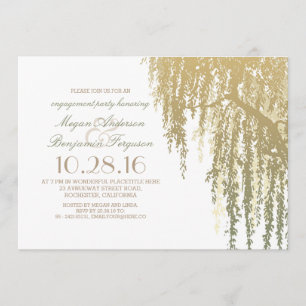 Gold Shades Willow Tree Elegant Engagement Party Invitation