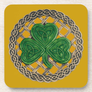 Gold Shamrock And Celtic Knots Coasters