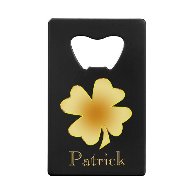 Gold Shamrock on Black Personalised (Front)