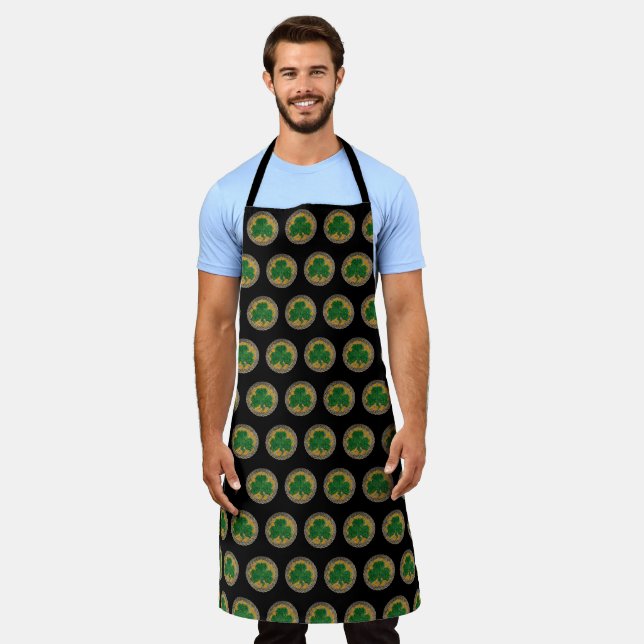 Gold Shamrock On Celtic Knots Apron (Worn)