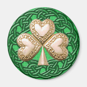 Gold Shamrock On Celtic Knots Magnet