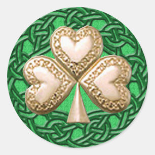 Gold Shamrock On Celtic Knots Stickers