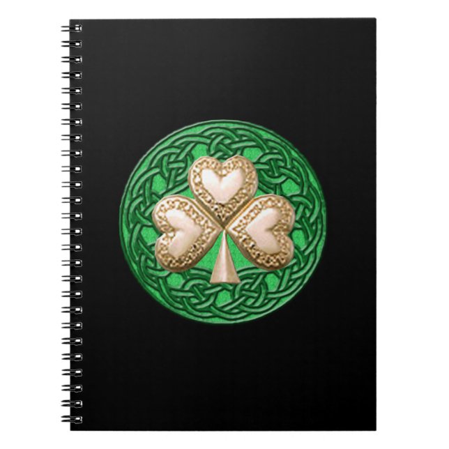 Gold Shamrock Spiral Notebook (Front)
