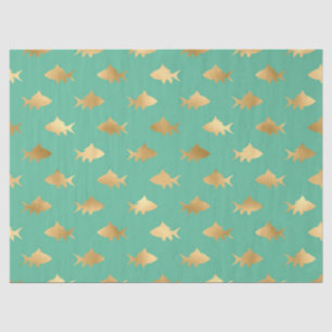 Gold Sharks on Turquoise or Aquamarine Decoupage Tissue Paper