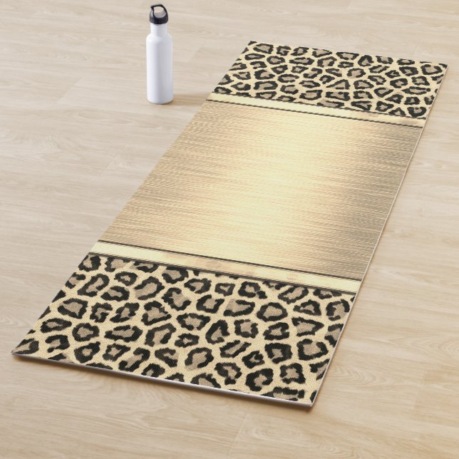 Gold Sheen Gold Leopard Print Yoga Mat (In Situ)