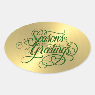Gold Sheen Green Season's Greetings Sticker