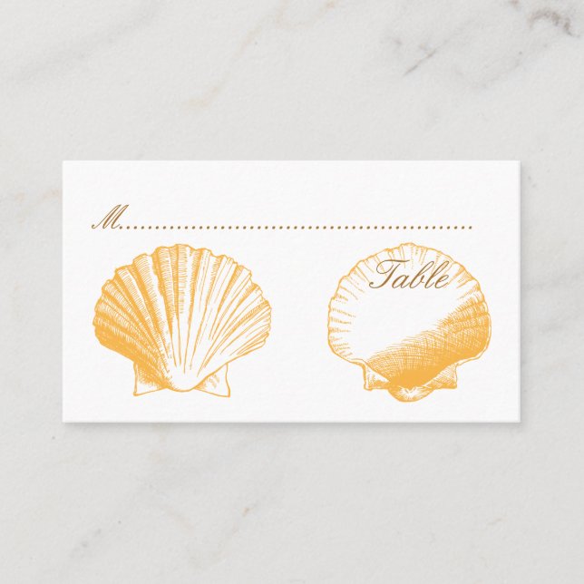 Gold Shells Wedding Reception Seating Cards (Front)
