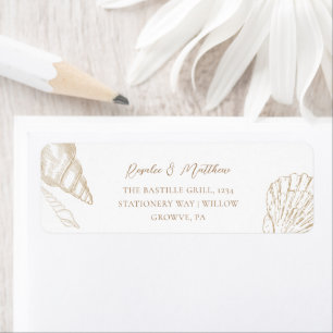Gold Shells & White Coastal Wedding Decor