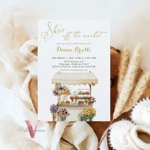 Gold She's Off the Market Bridal Shower Invitation