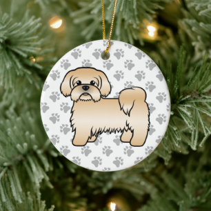 Gold Shih Tzu Cute Cartoon Dog Illustration Ceramic Tree Decoration