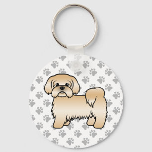 Gold Shih Tzu Cute Cartoon Dog Illustration Key Ring
