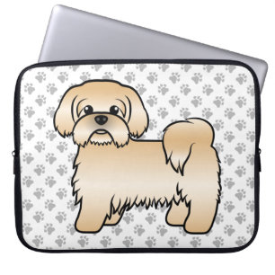 Gold Shih Tzu Cute Cartoon Dog Illustration Laptop Sleeve