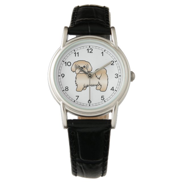 Gold Shih Tzu Cute Cartoon Dog Illustration Watch (Front)