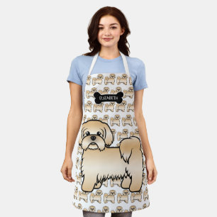 Gold Shih Tzu Cute Cartoon Dog & Name Apron