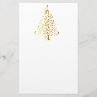 Gold Shimmer Christmas Tree Stationery