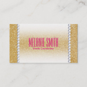 Gold Shimmer   Fade & Pearls Business Card