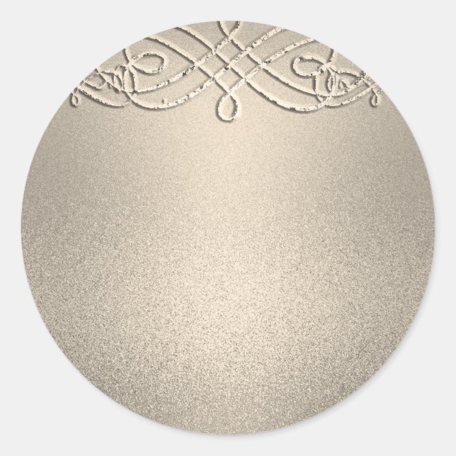 Gold Shimmer Glitter Look Background Classic Round Sticker (Front)