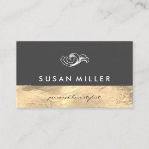 Gold Shimmer Grey Colour Block Business Card