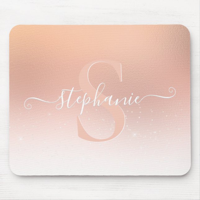Gold Shimmer Sparkle Glitter Monogram Mouse Pad (Front)